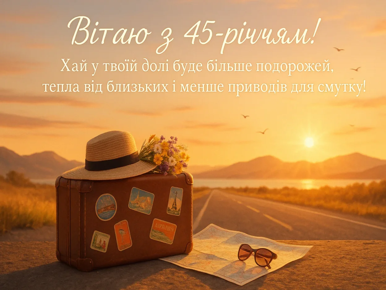Гарне привітання з 45 річчям для жінки на день народження