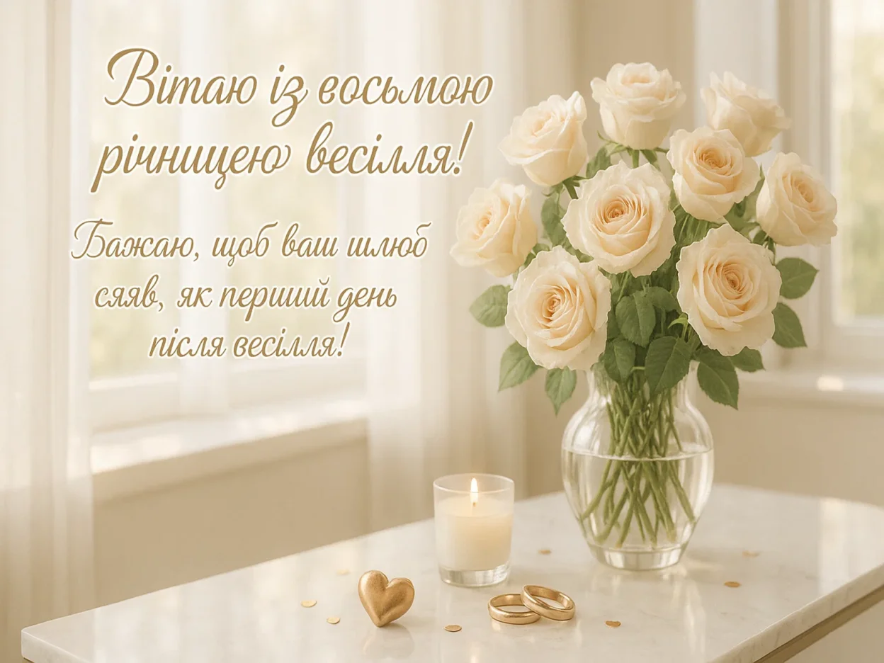 Привітання з 8 років весілля