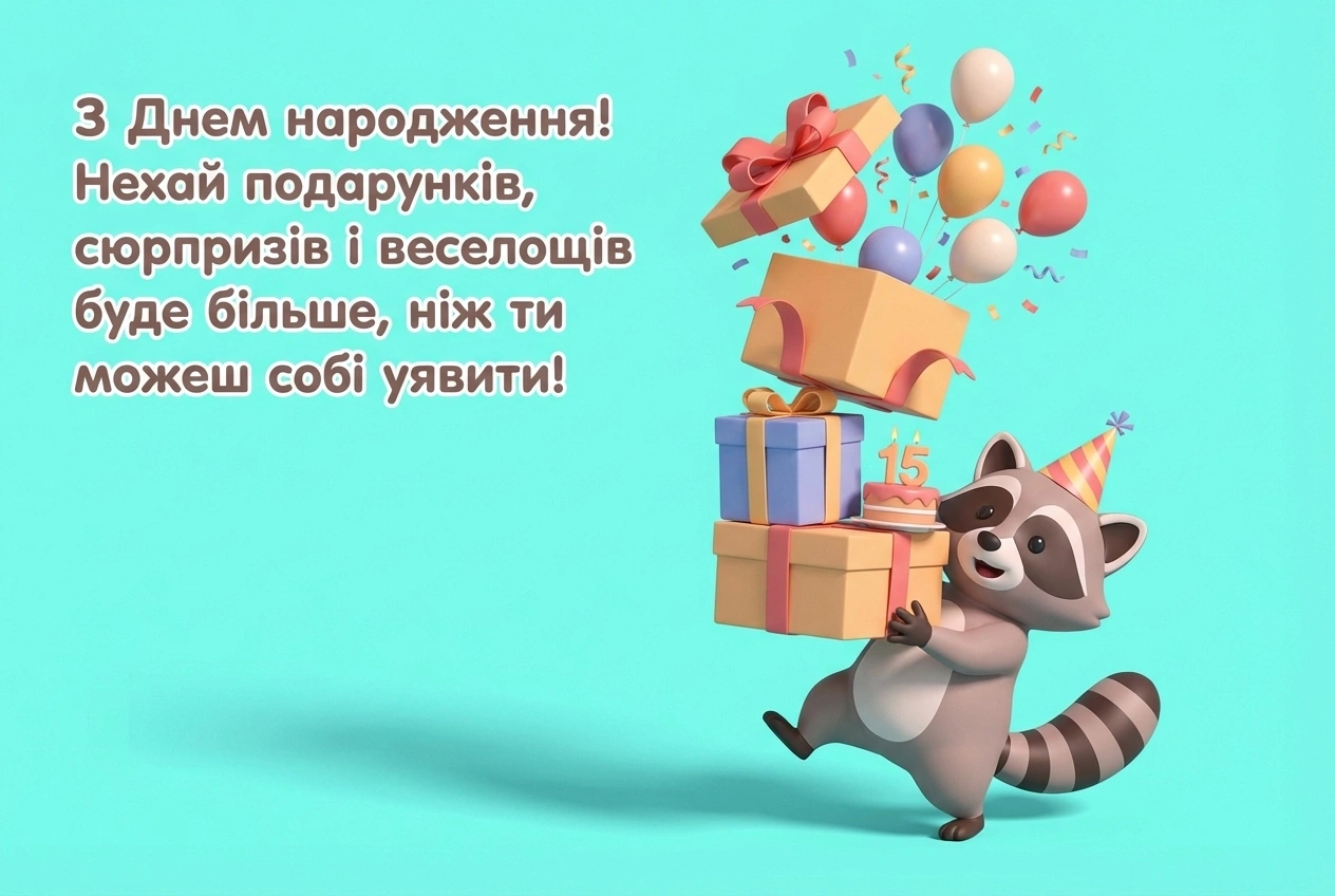 з днем народження дівчині 15 років