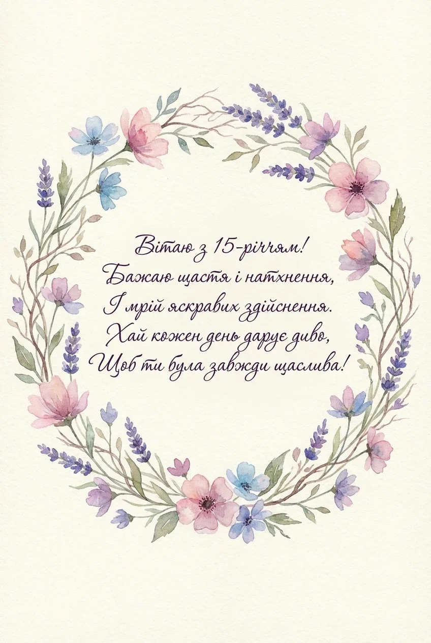 з днем народження дівчині 15 років