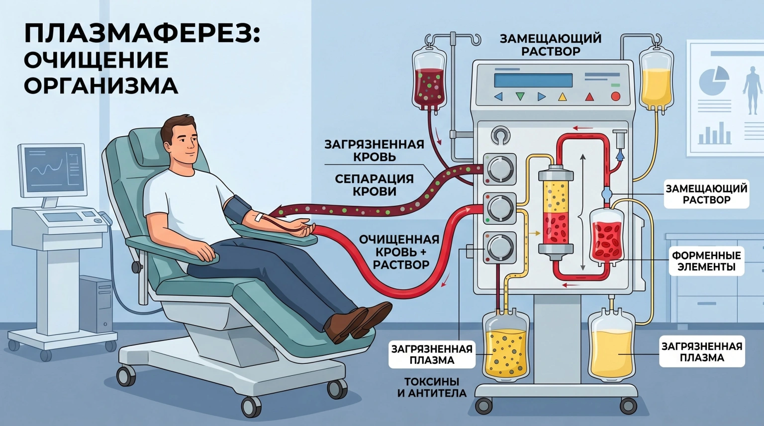 Плазмоферез: Глибоке очищення внутрішнього середовища організму від патологічних домішок
