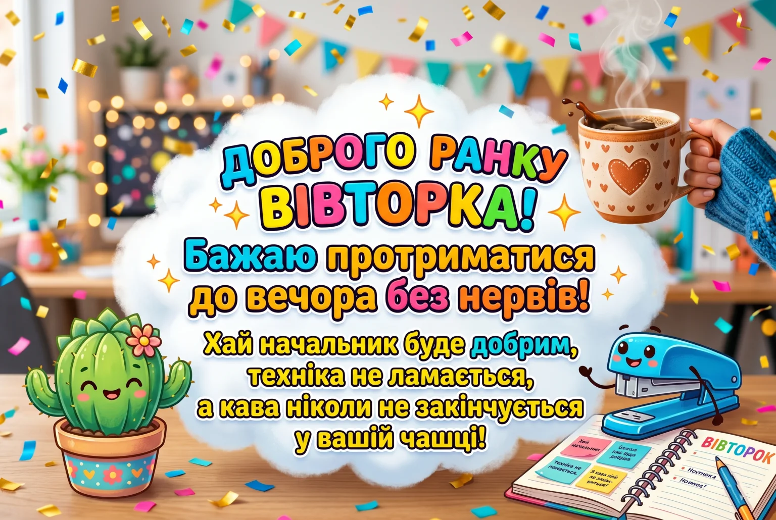 Доброго ранку вівторка: натхненні побажання та красиві листівки для вдалого дня