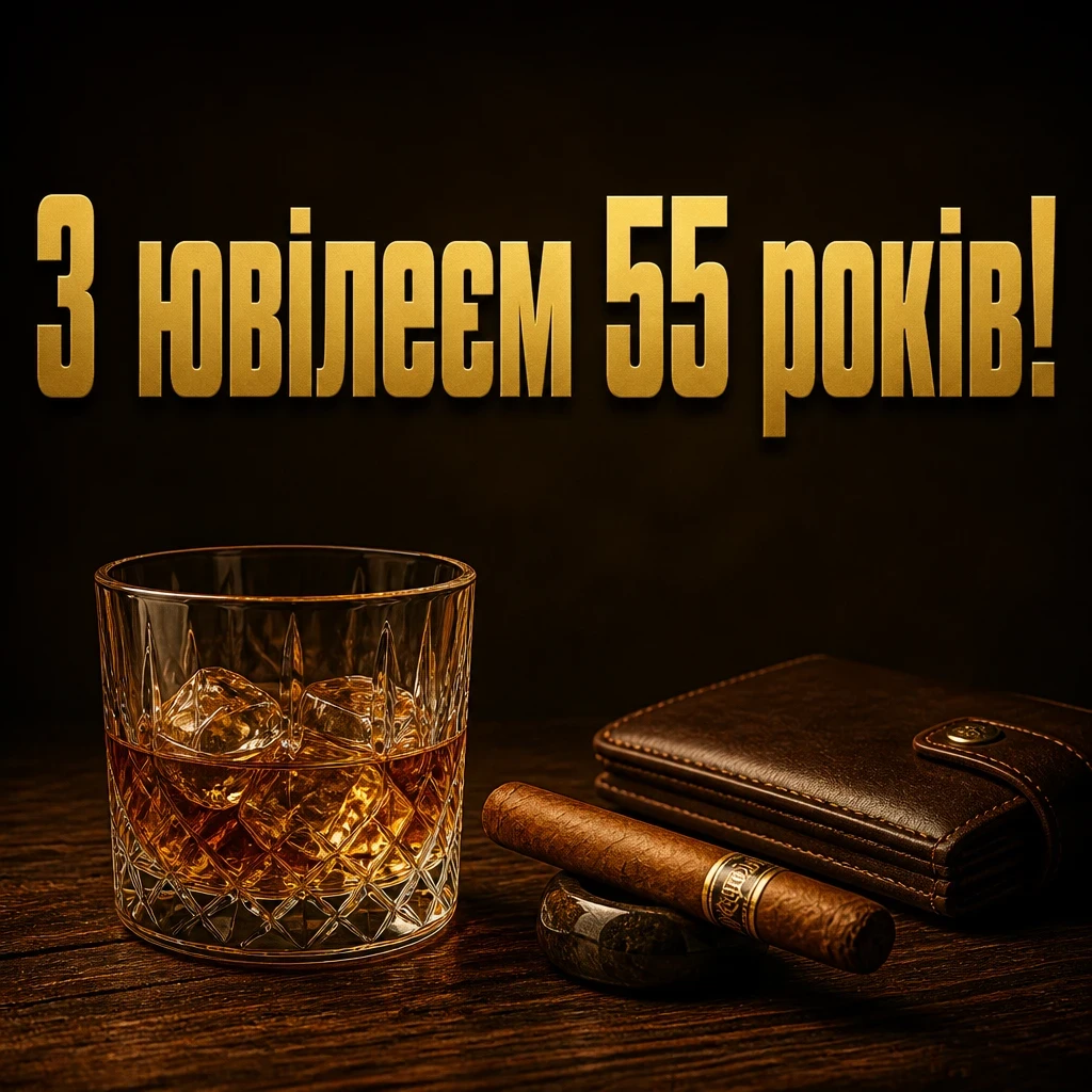 вітальні листівки привітання з 55-річчям мужчині