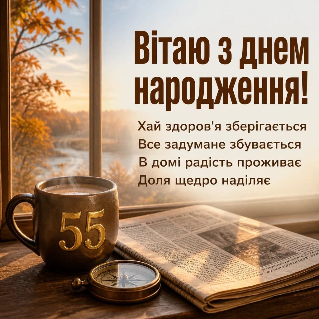 вітальні листівки привітання з 55-річчям мужчині