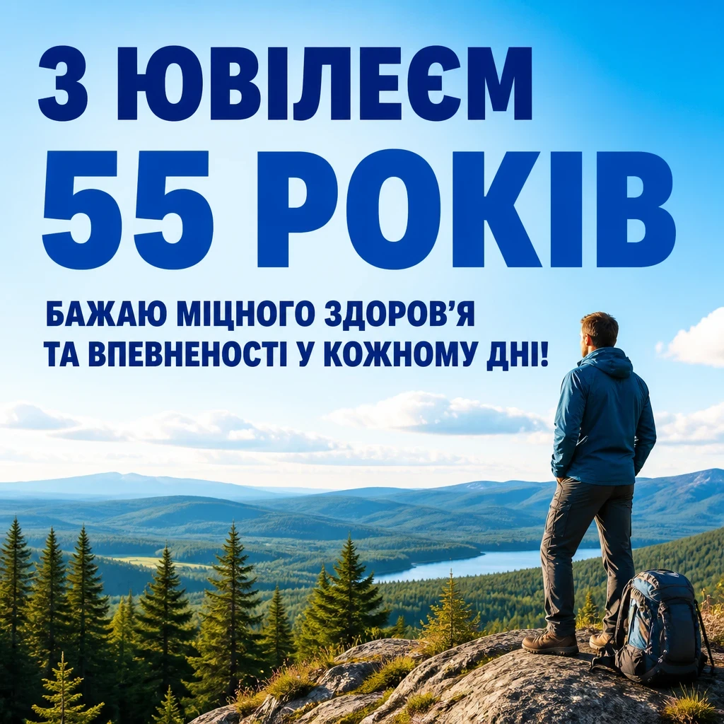 вітальні листівки привітання з 55-річчям мужчині