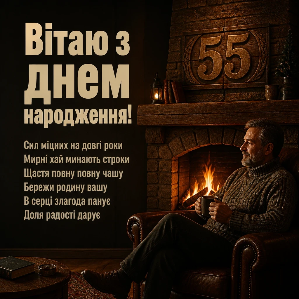 вітальні листівки привітання з 55-річчям мужчині