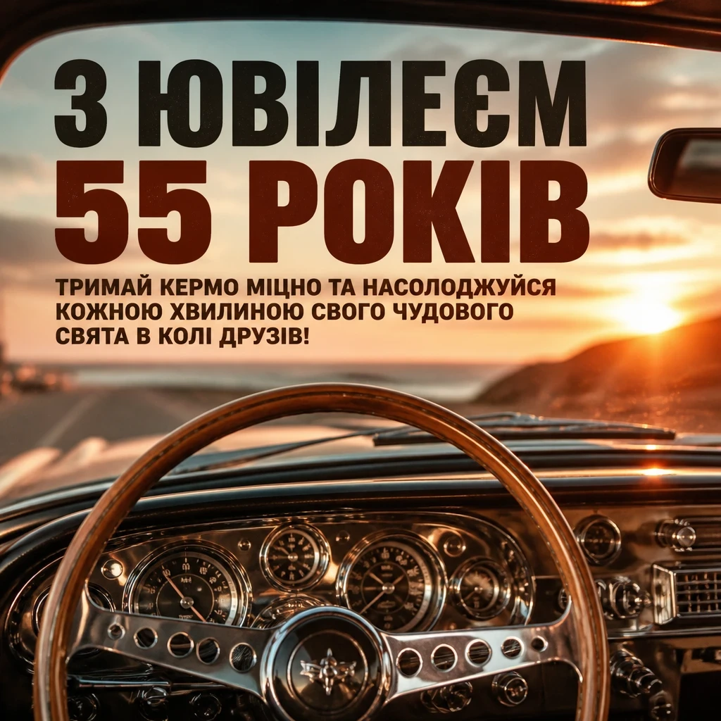 вітальні листівки привітання з 55-річчям мужчині