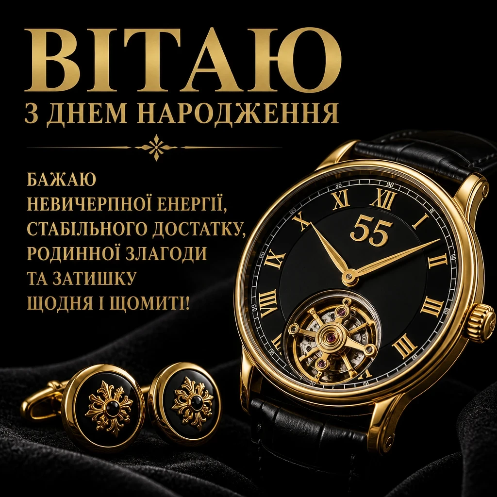 вітальні листівки привітання з 55-річчям мужчині