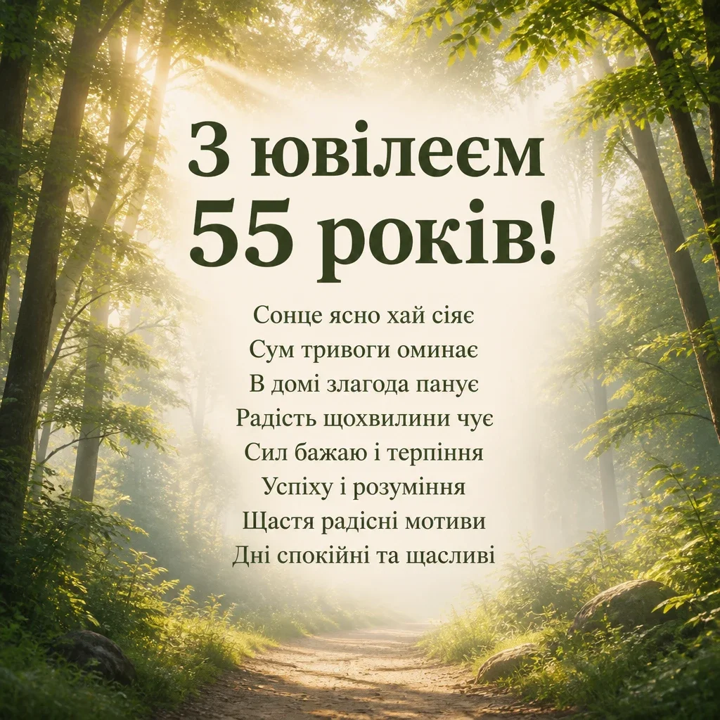 вітальні листівки привітання з 55-річчям мужчині