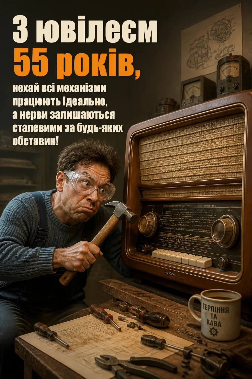 вітальні листівки привітання з 55-річчям мужчині