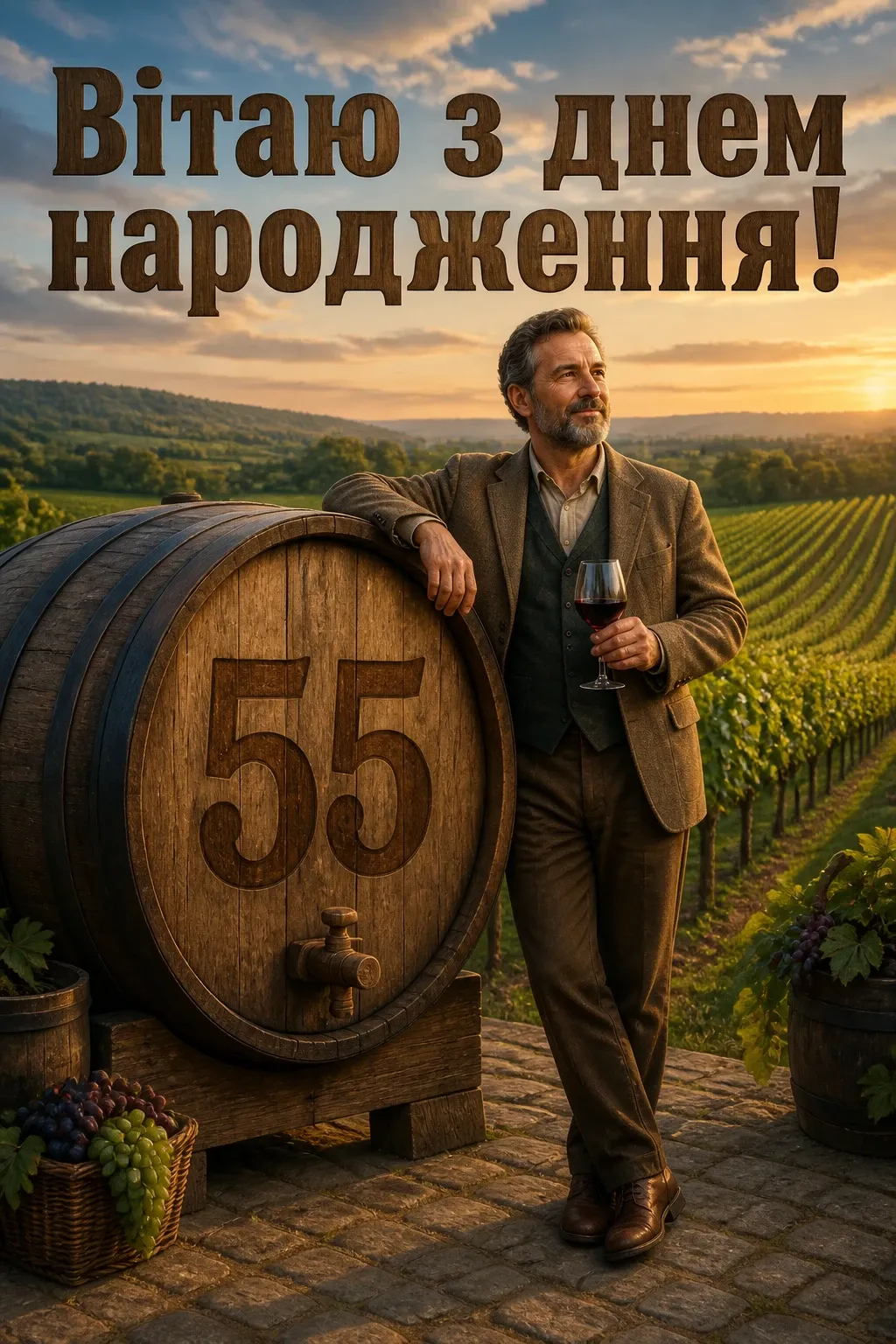 вітальні листівки привітання з 55-річчям мужчині