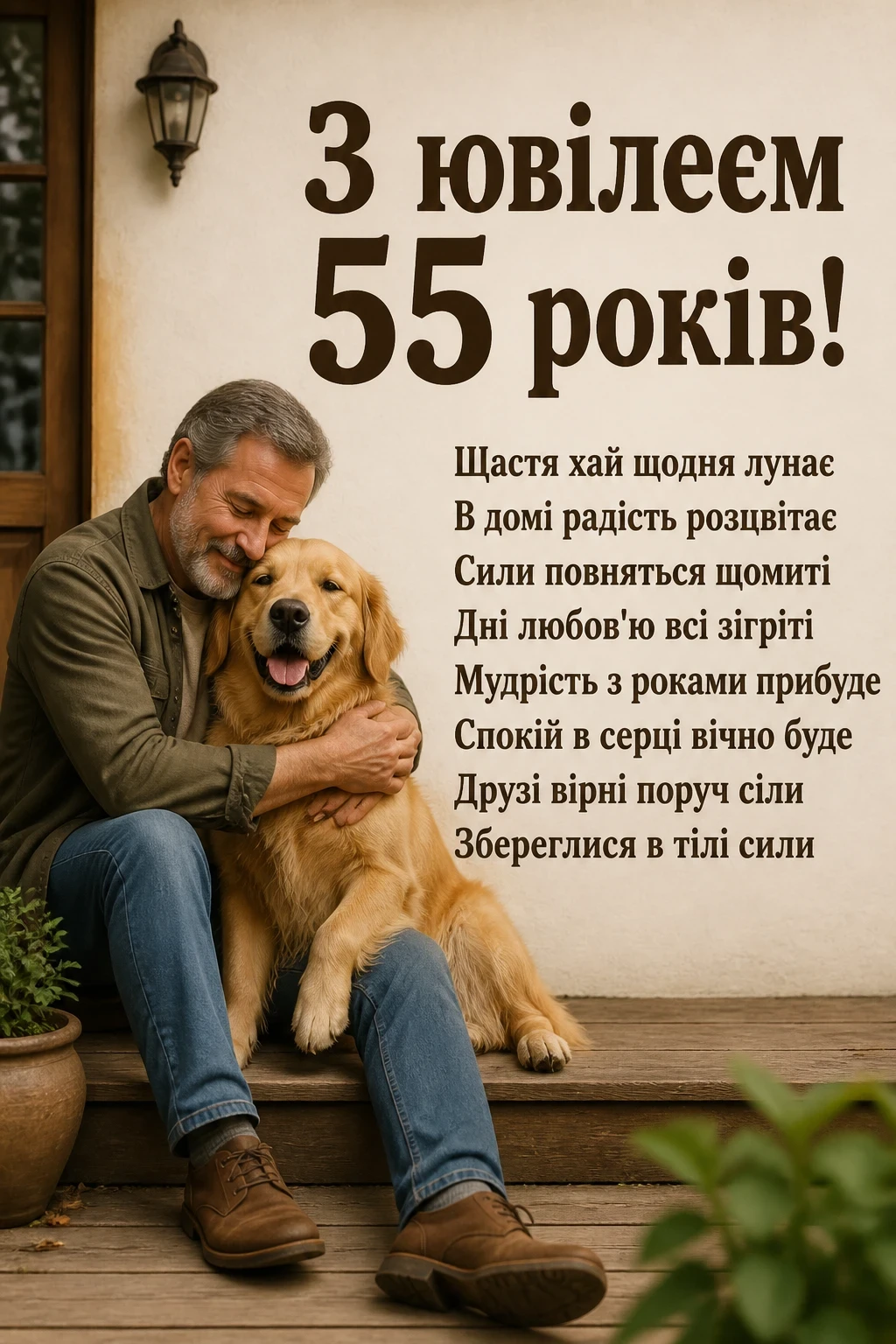 вітальні листівки привітання з 55-річчям мужчині