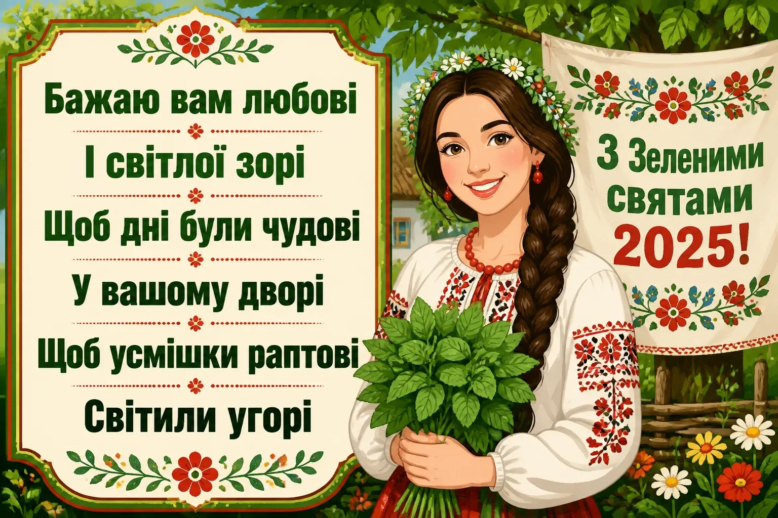 привітання з зеленими святами 2025