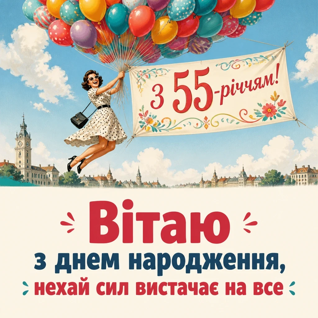 привітання з 55-річчям жінці в прозі