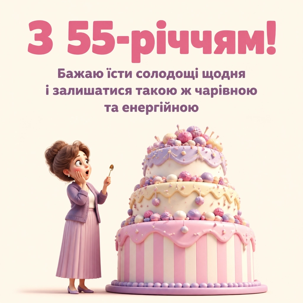 привітання з 55-річчям жінці в прозі
