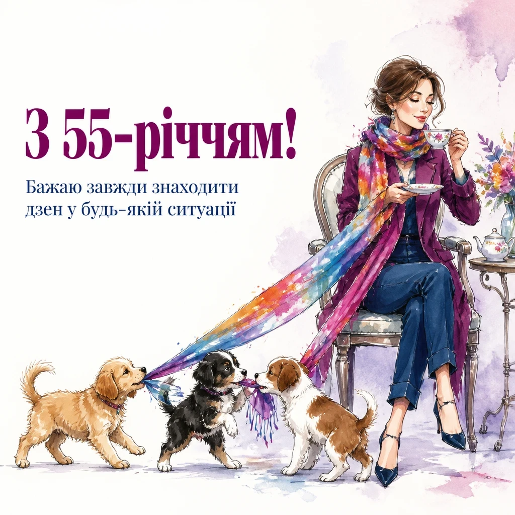 привітання з 55-річчям жінці в прозі