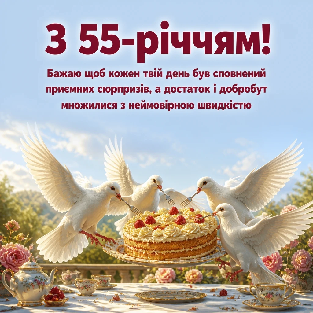 привітання з 55-річчям жінці в прозі