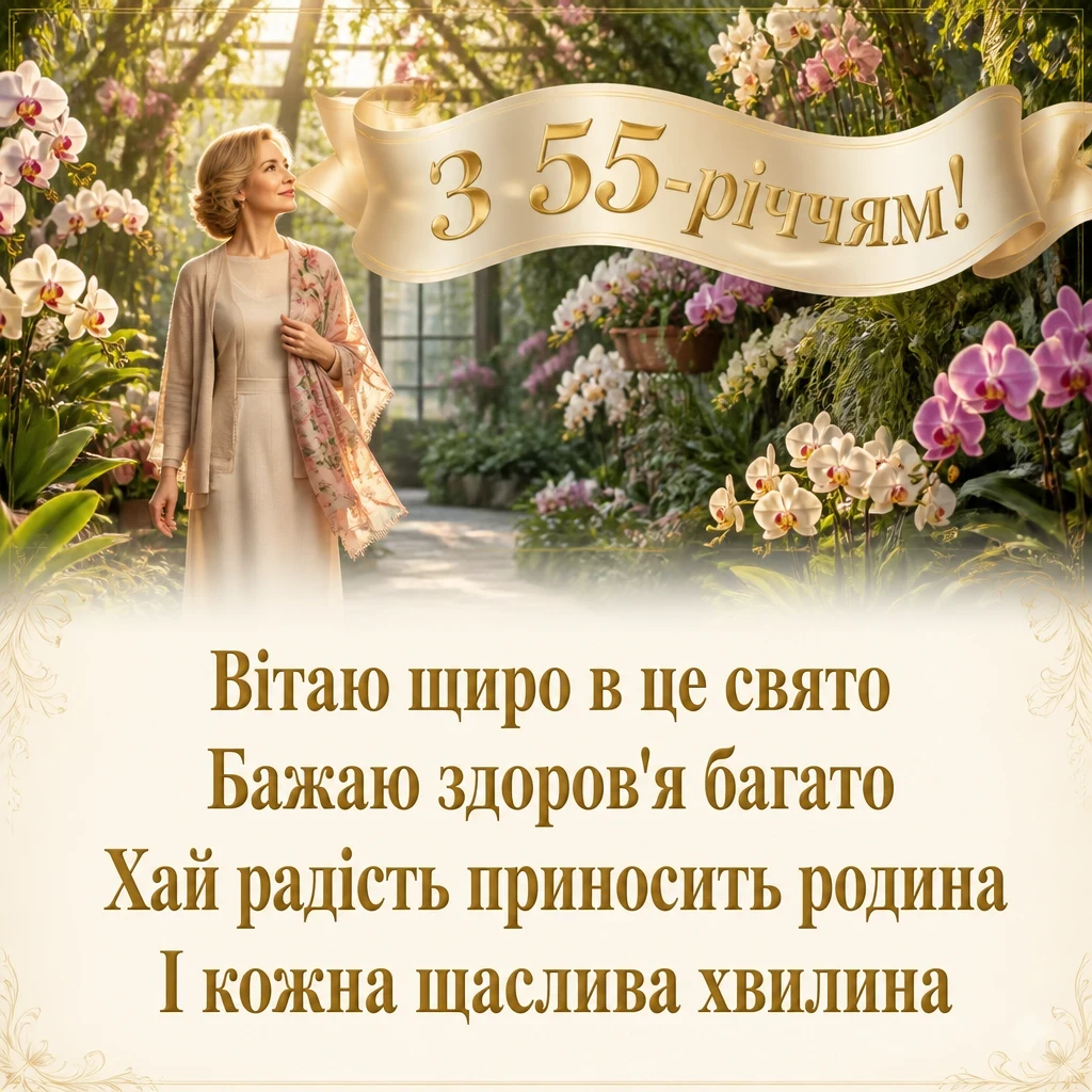 привітання з 55-річчям жінці в прозі