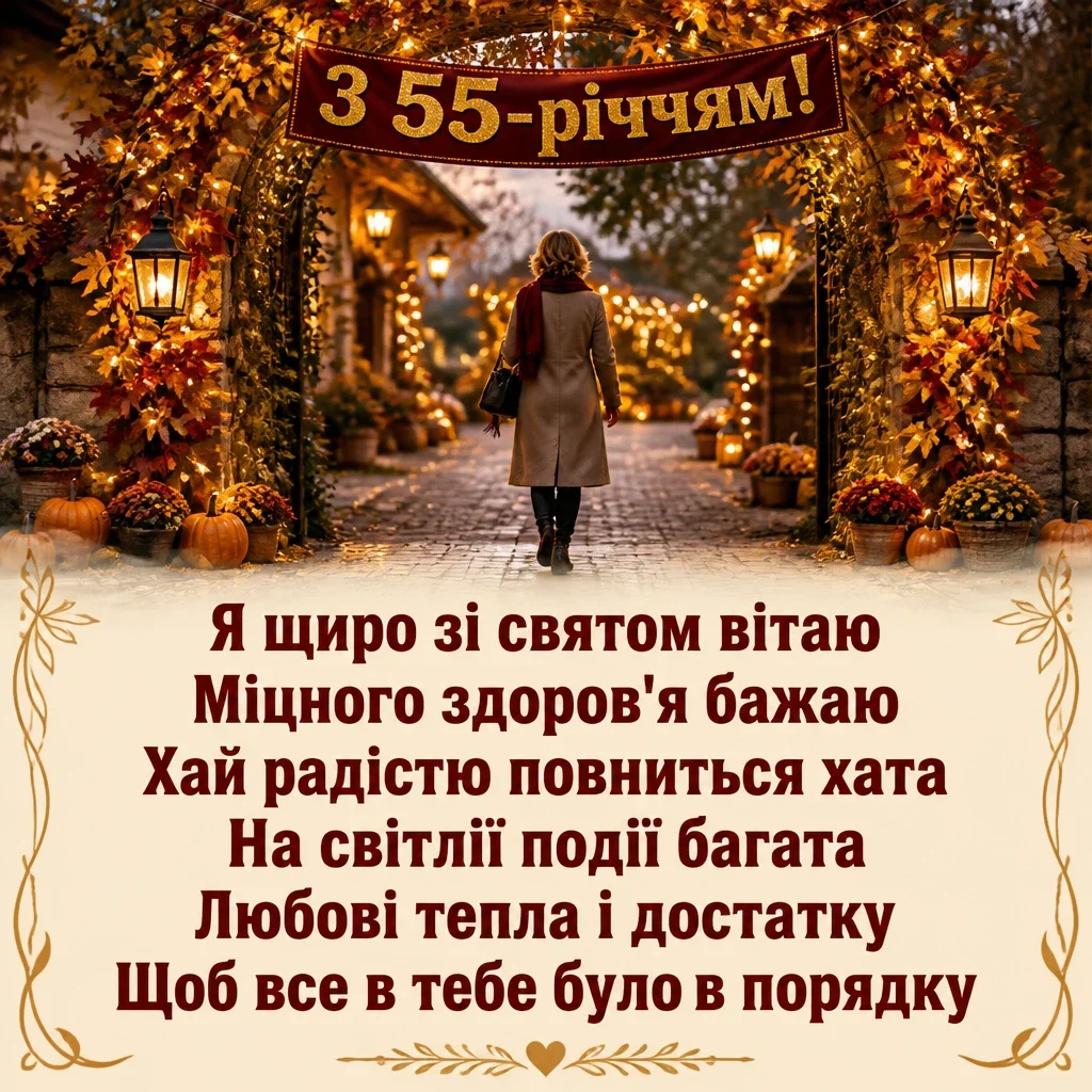 привітання з 55-річчям жінці в прозі
