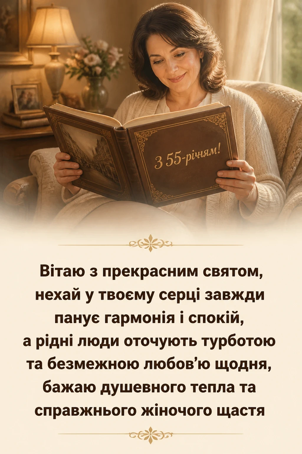 привітання з 55-річчям жінці в прозі