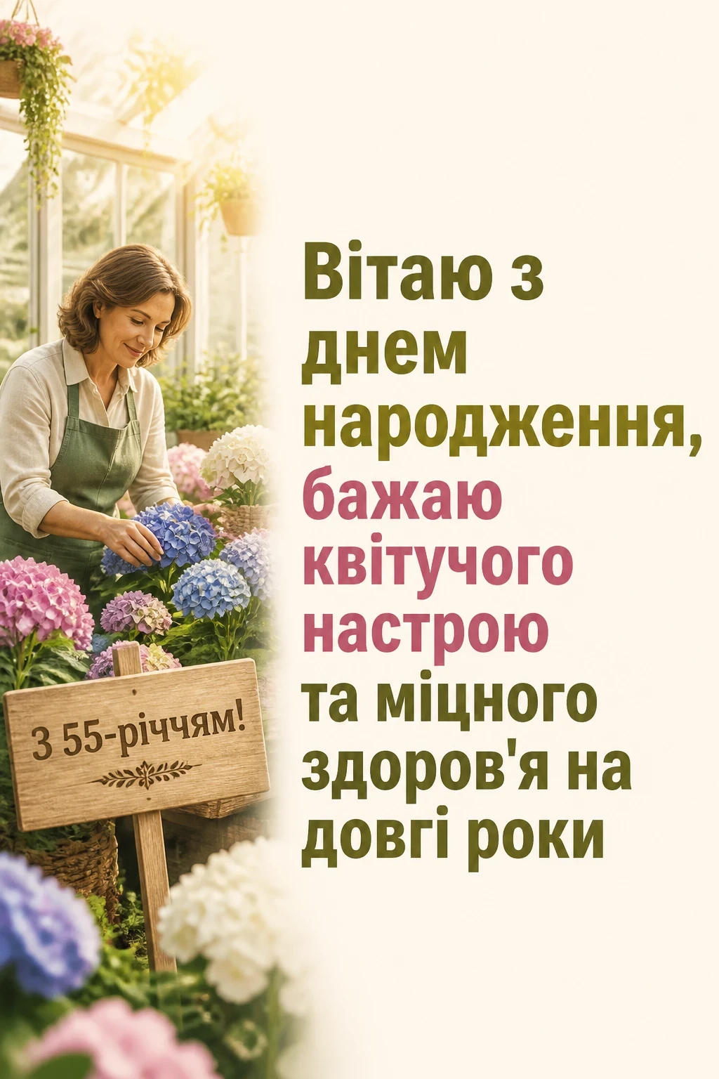 привітання з 55-річчям жінці в прозі