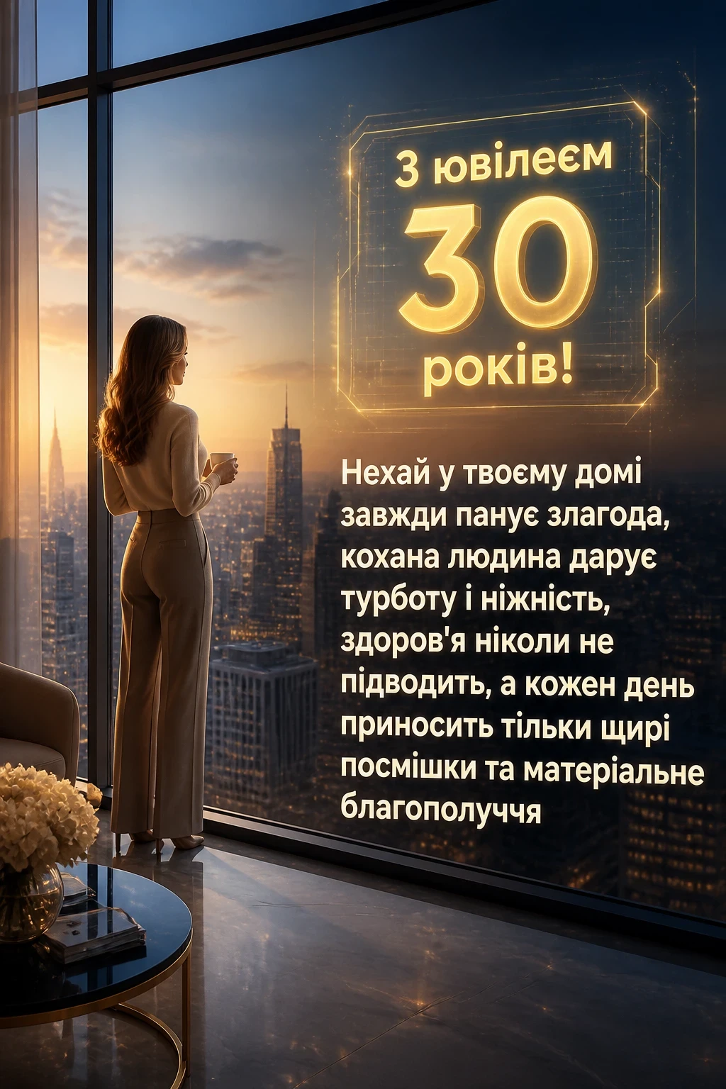 привітання з ювілеєм 30 років жінці прозою
