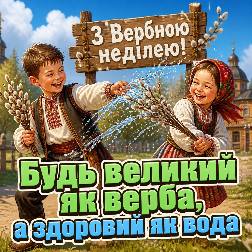 листівки привітання з вербною неділею