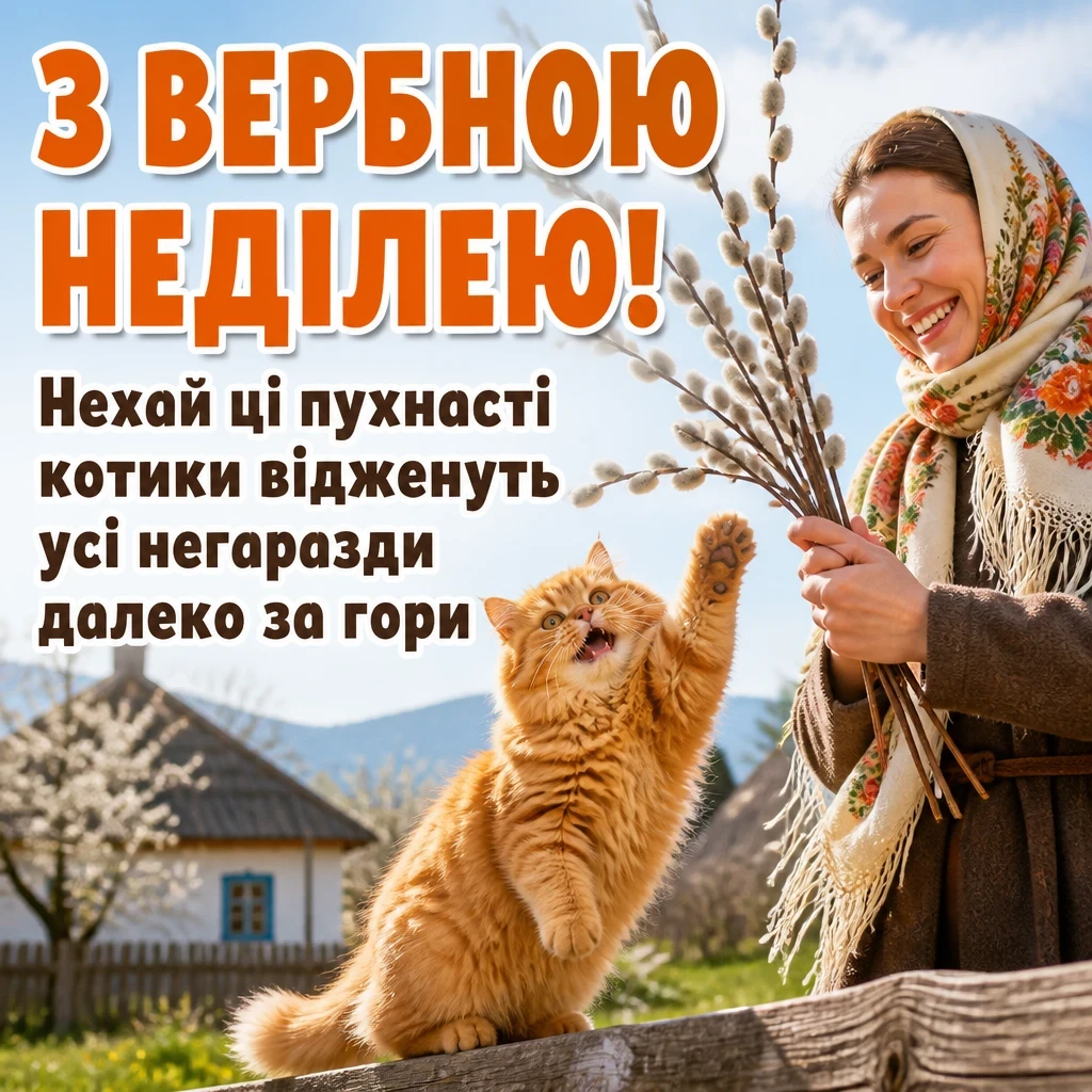 листівки привітання з вербною неділею