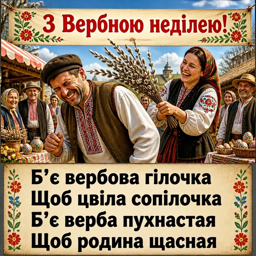 листівки привітання з вербною неділею