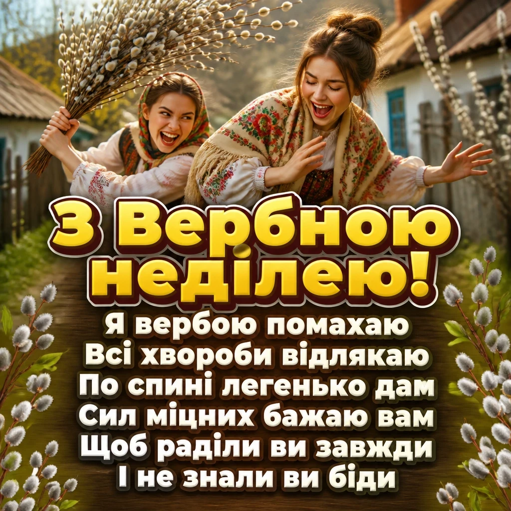 листівки привітання з вербною неділею
