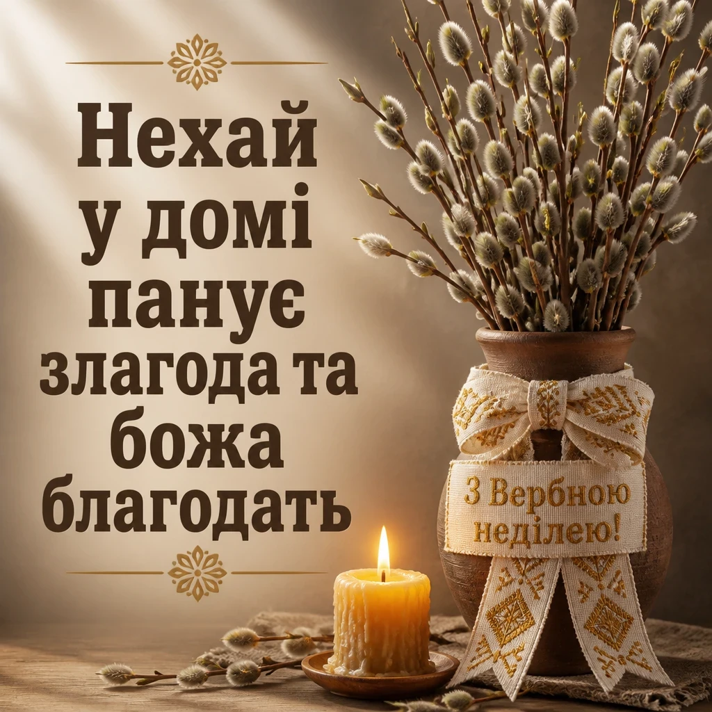 листівки привітання з вербною неділею