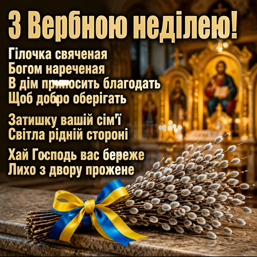 листівки привітання з вербною неділею
