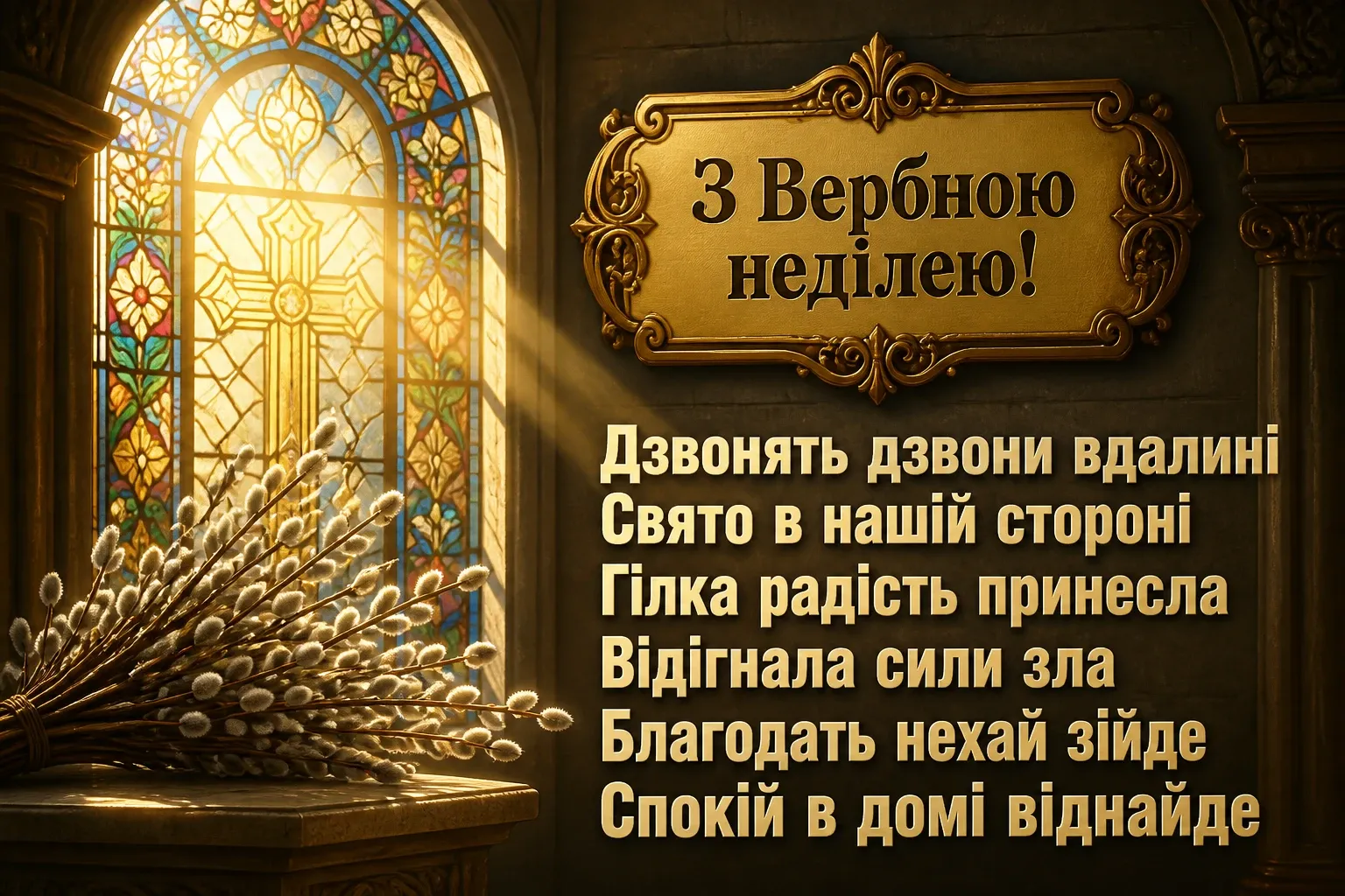 листівки привітання з вербною неділею