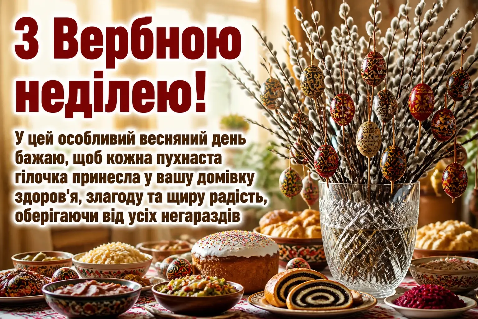 листівки привітання з вербною неділею