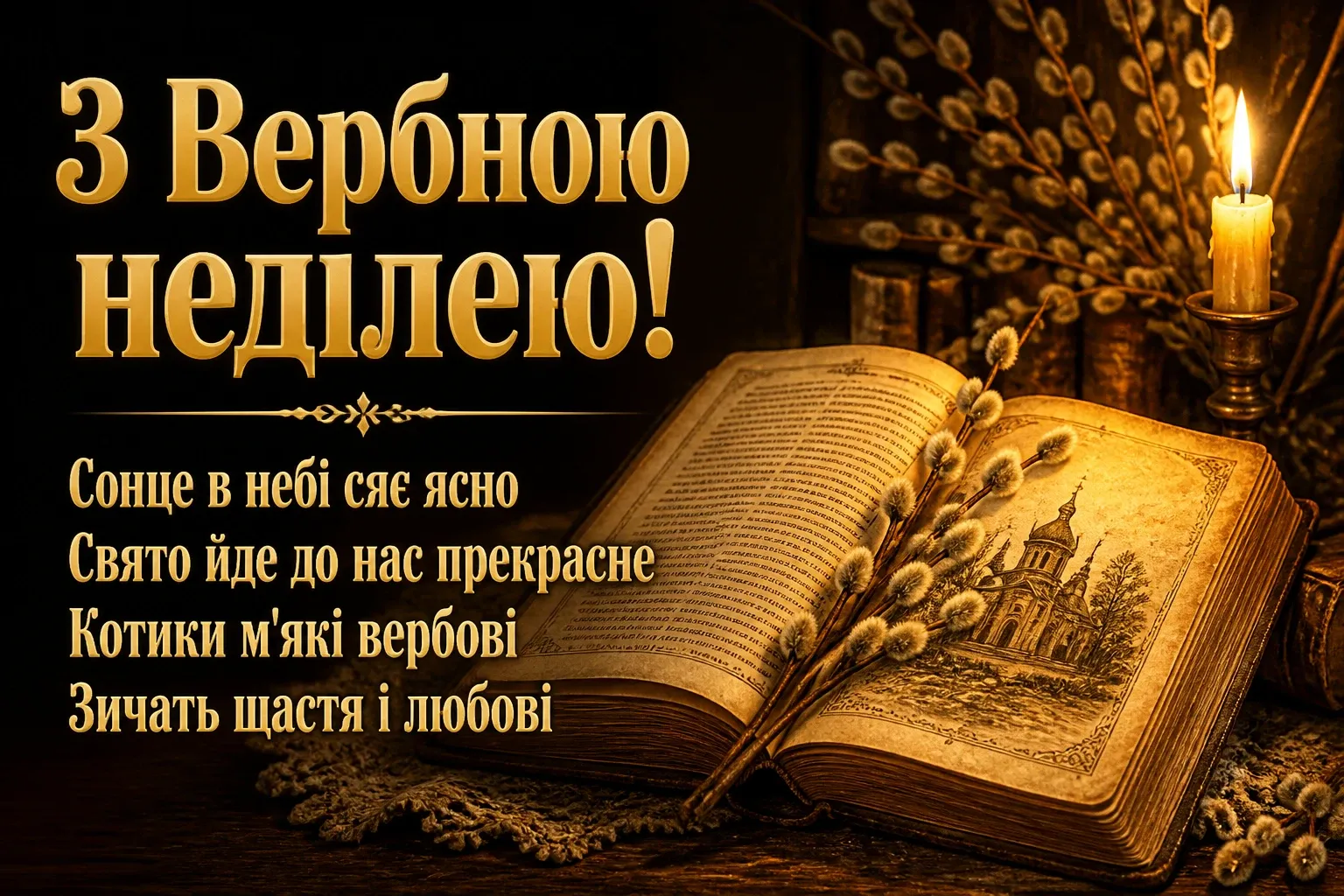 листівки привітання з вербною неділею