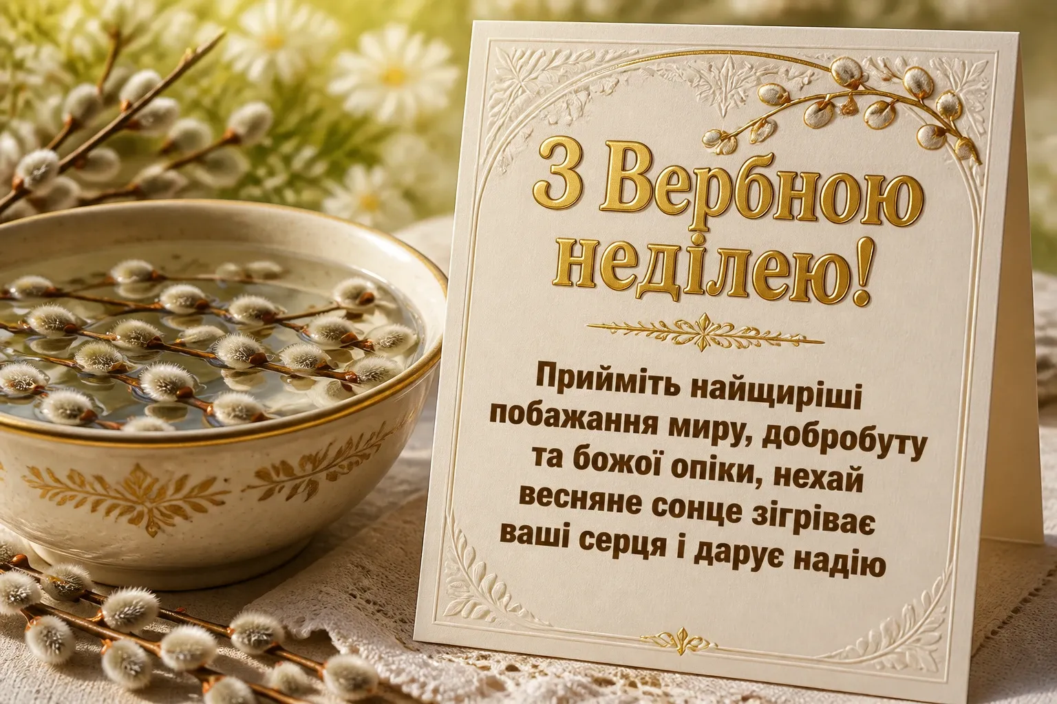 листівки привітання з вербною неділею