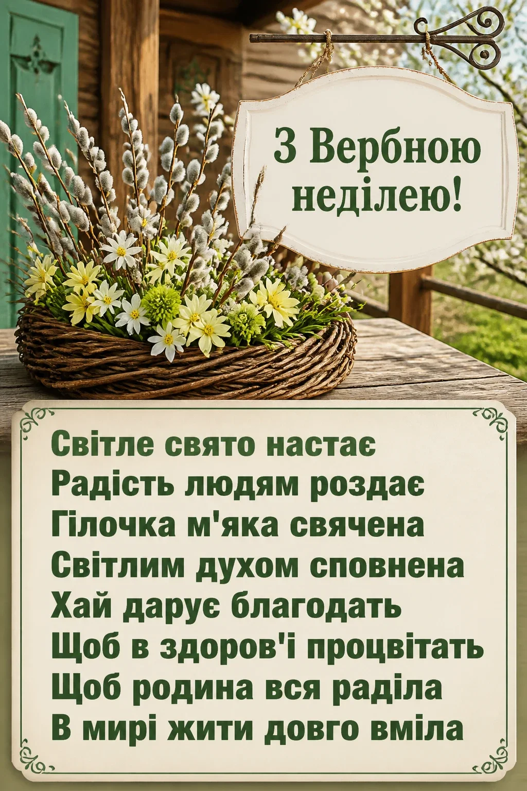 листівки привітання з вербною неділею
