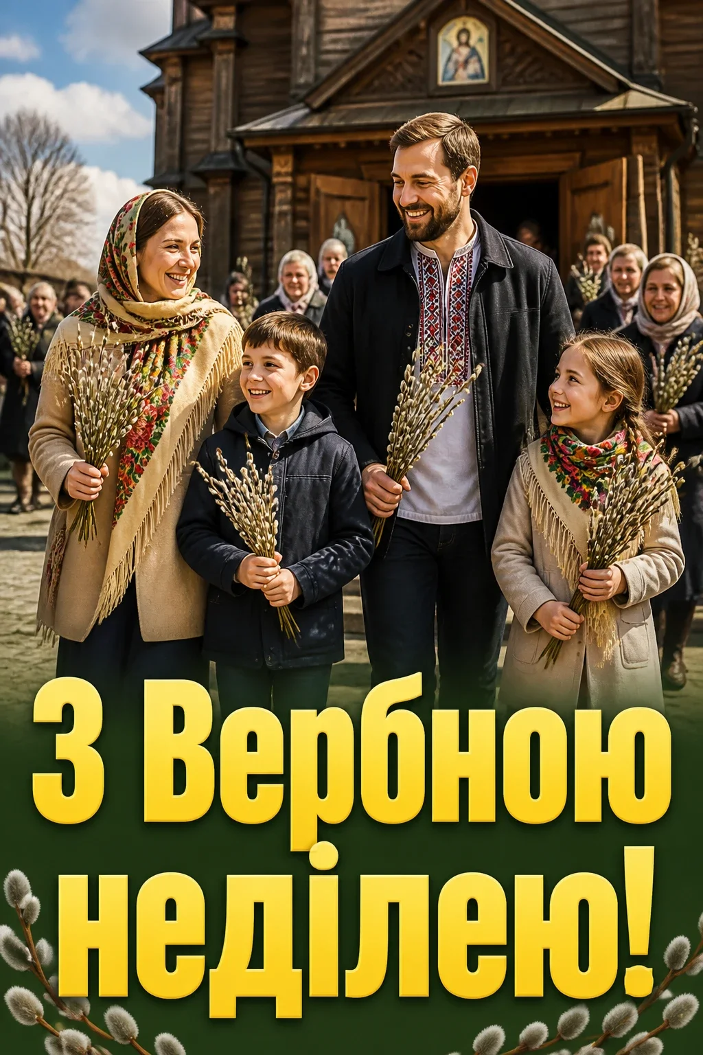 листівки привітання з вербною неділею
