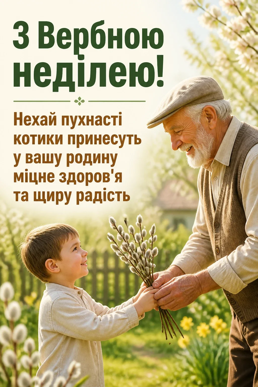 листівки привітання з вербною неділею