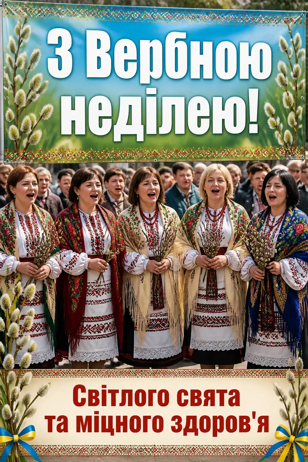 листівки привітання з вербною неділею